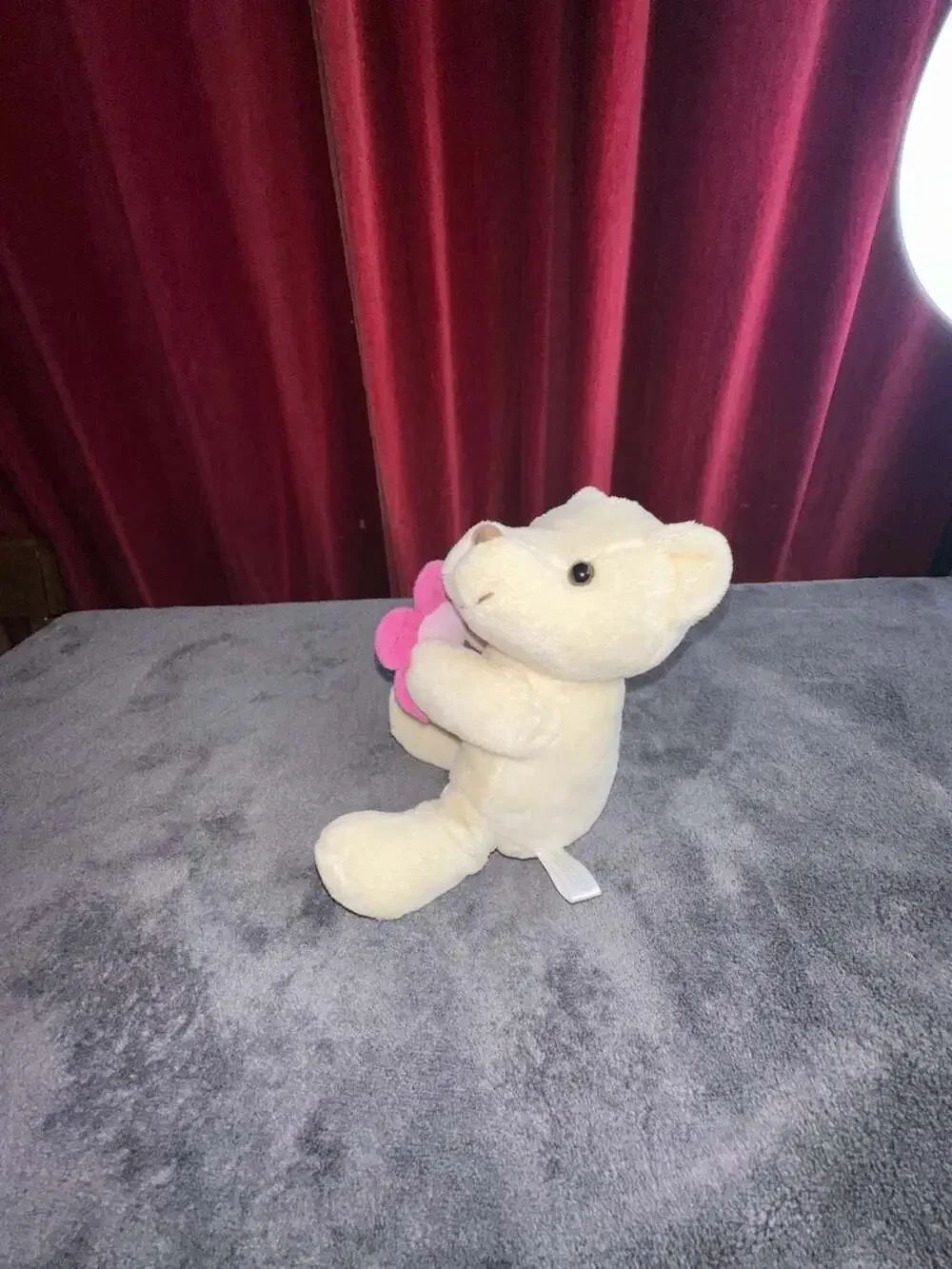 Anico Int'l Inc Cream Teddy Bear Holding Pink Flower Plush